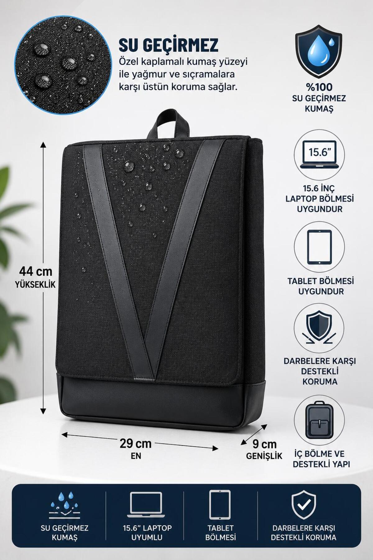 Superbag 3 BÖLMELİ 15.6 -16 İNÇ LAPTOP UYUMLU SU İTİCİ KUMAŞ ÖZELLİKLİ SIRT ÇANTASI görsel 3