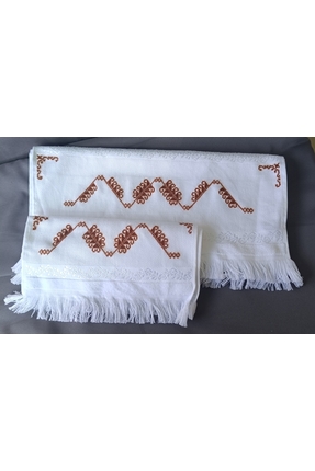 SOFT Çeyizci Anne Analı Kızlı 2'li set 50x90-30x50 Etamin El İşlemesi Kadife ...
