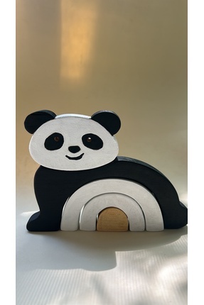 Madwoodtoys Doğal Organik Ahşap Montessori Oyuncak Panda, Bebek Çocuk Odası D...