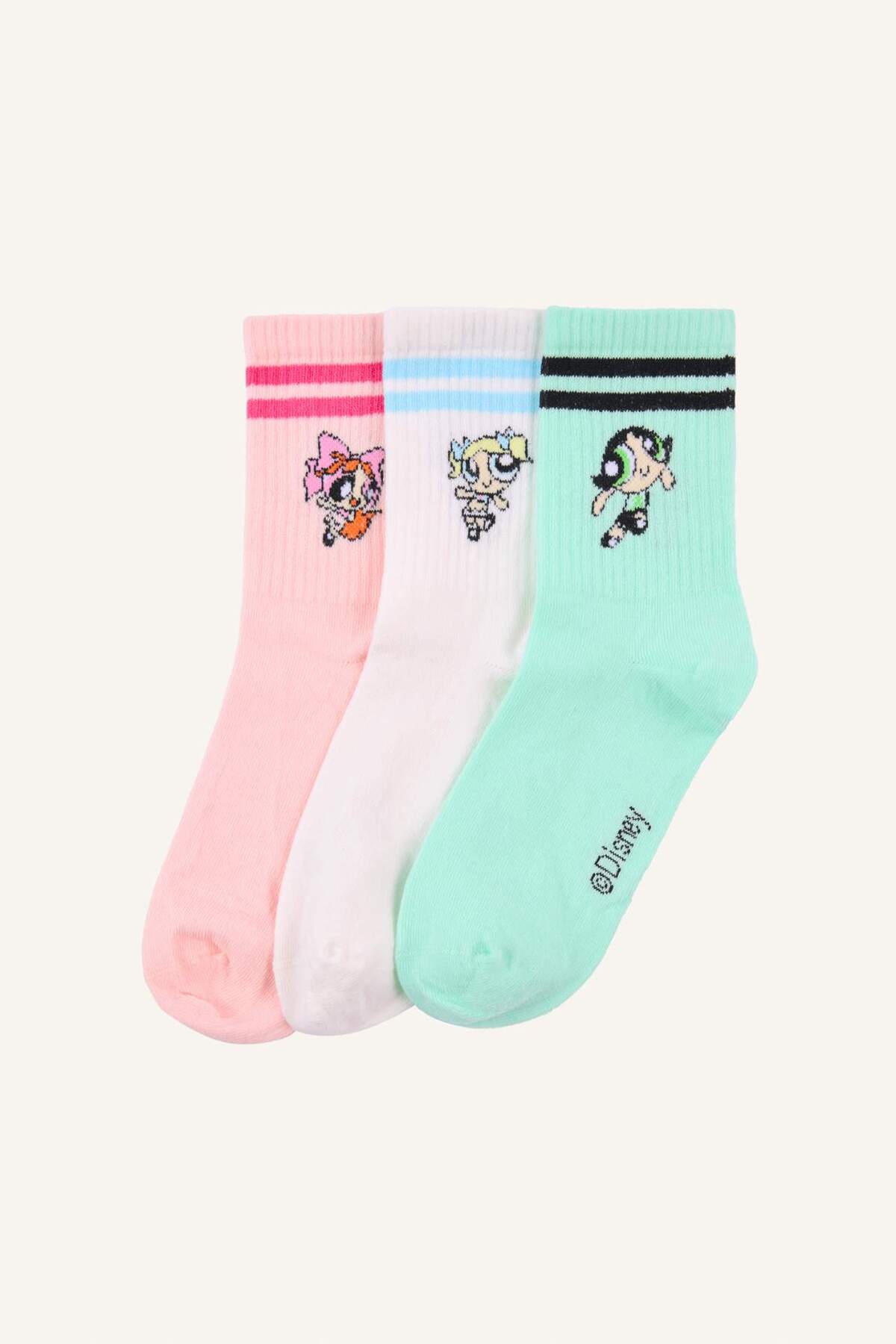 Defacto Women's Powerpuff Girls 3-Pack Cotton Long Socks H2235Axns