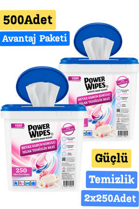 Power Wipes Fresh Kokulu Islak Kova Mendil 500 Adet Tüm Yüzeyler İçin