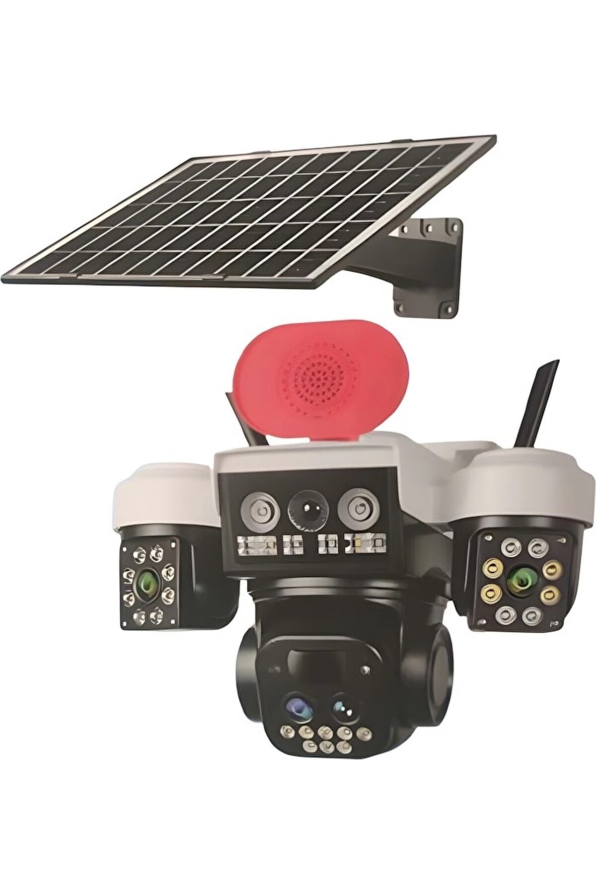 O-KAM Okam 5220 3 Lensli Wifi Solar Güvenlik Kamerası | 360° Ptz, Gece Görüş, Hareket Takip, Güneş Panelli