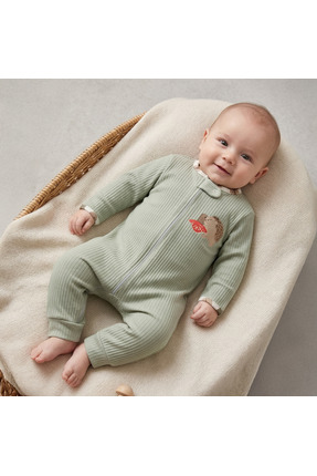 MIDIRIK ÇELEBİ bebe Kirpi Detaylı %100 Pamuk Bebek Tulumu - Çağla Yeşili Ferm...