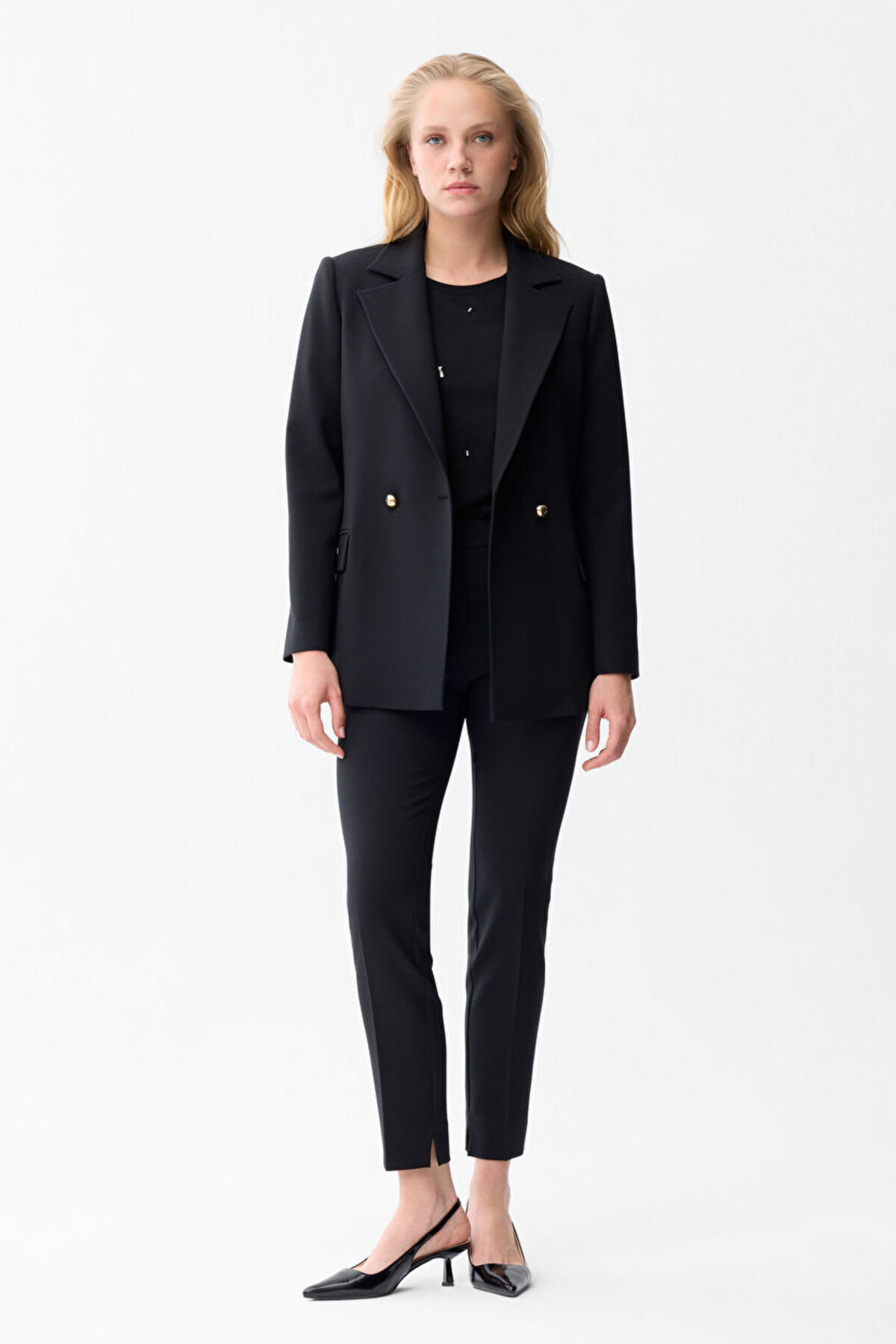 Gabardine Pants with Black Pockets