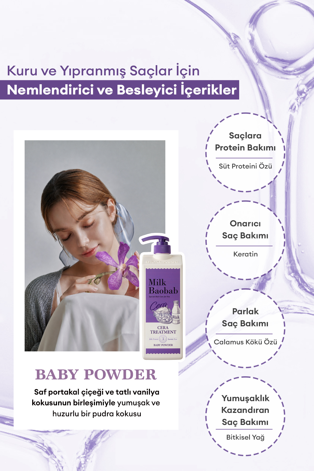 Kuru ve Yıpranmış Saçlara Nemlendirici&Besleyici Saç Kremi Cera Treatment (Baby Powder) — 9467 — تصویر 4 از 9