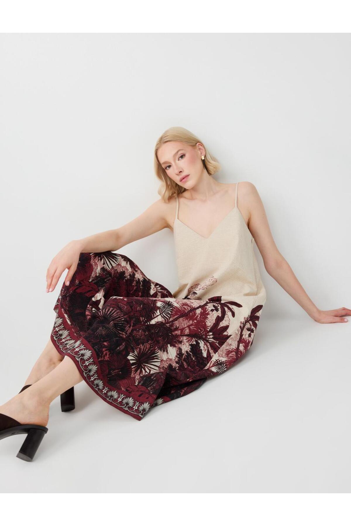 Jimmy Key Stone Strap Midi Linen Blend Dress