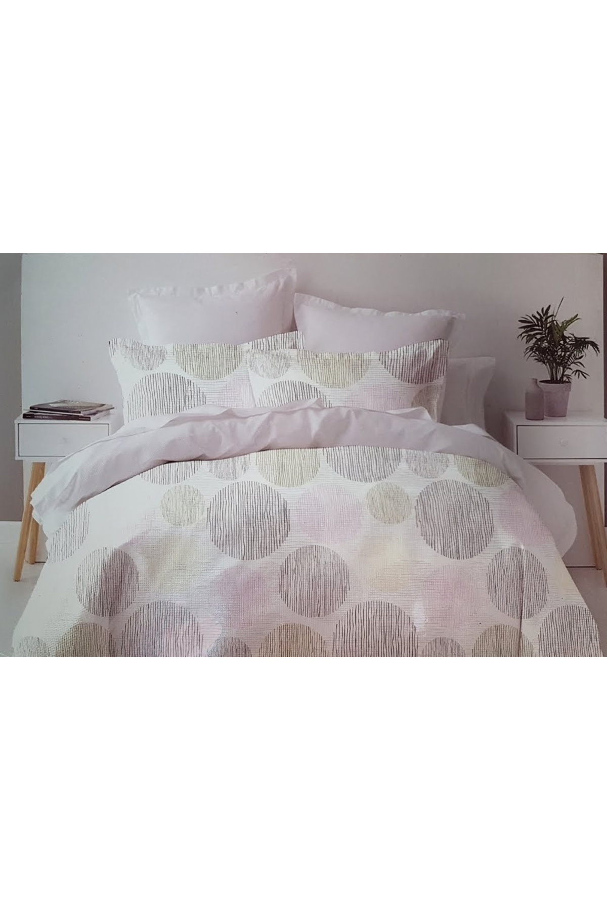 MILANO COLLECTION Double Bed Linen Top Bottom Set 100% Cotton 51209 C9 Blue/Pink