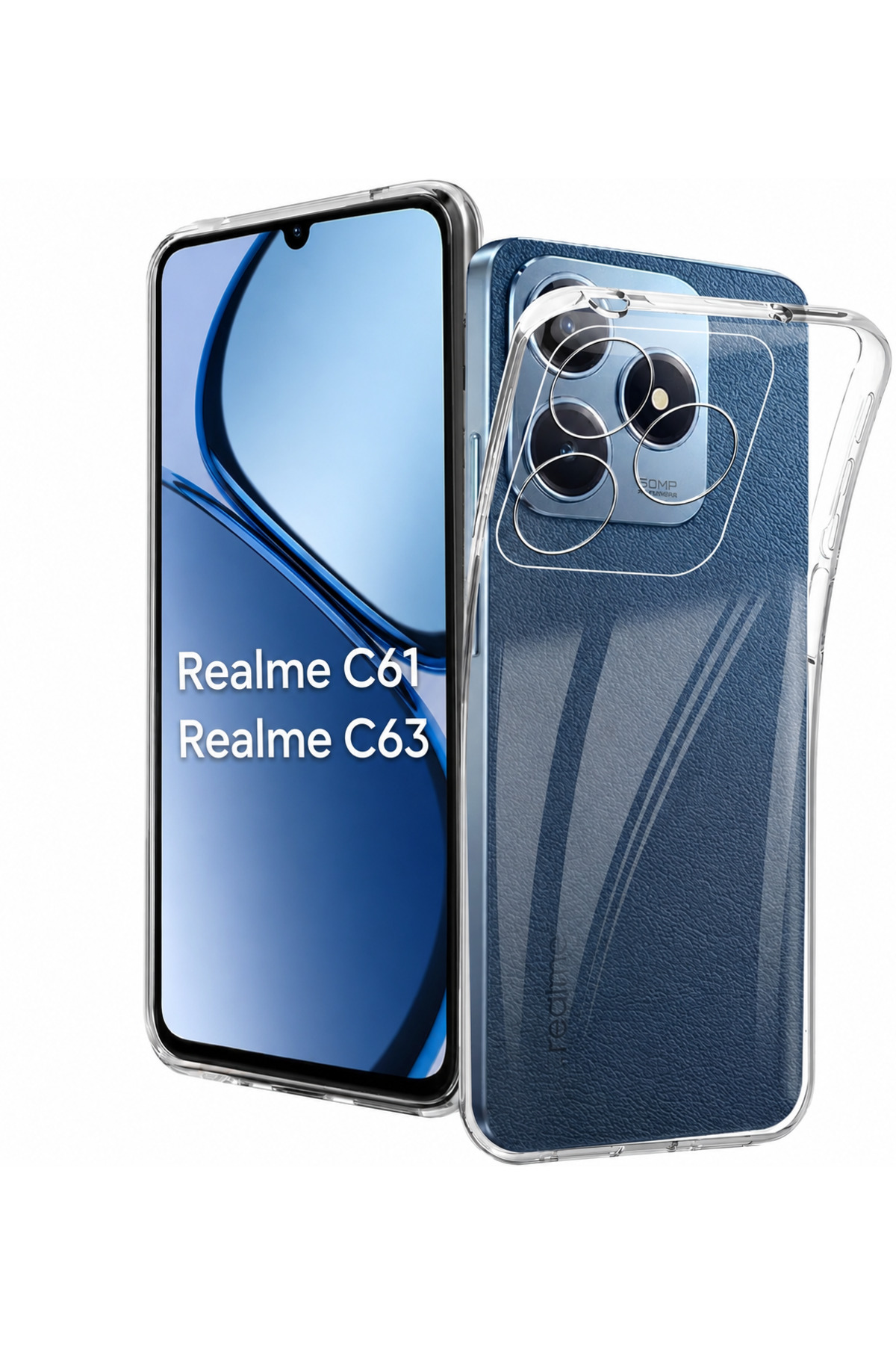 Realme C61/C63 Uyumlu Kamera Korumalı Kılıf Dayanıklı Şeffaf Transparan Esnek Silikon Arka Kapak