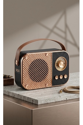 TB NB CONCEPT Nostaljik Radyo Şarjlı Bluetoothlu Kablosuz Hoparlör Retro Gold...