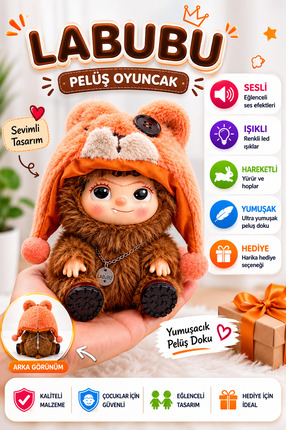 Sıraç İthalat Peluş Oyuncak Sesli Işıklı Hareketli Sevimli Karakter