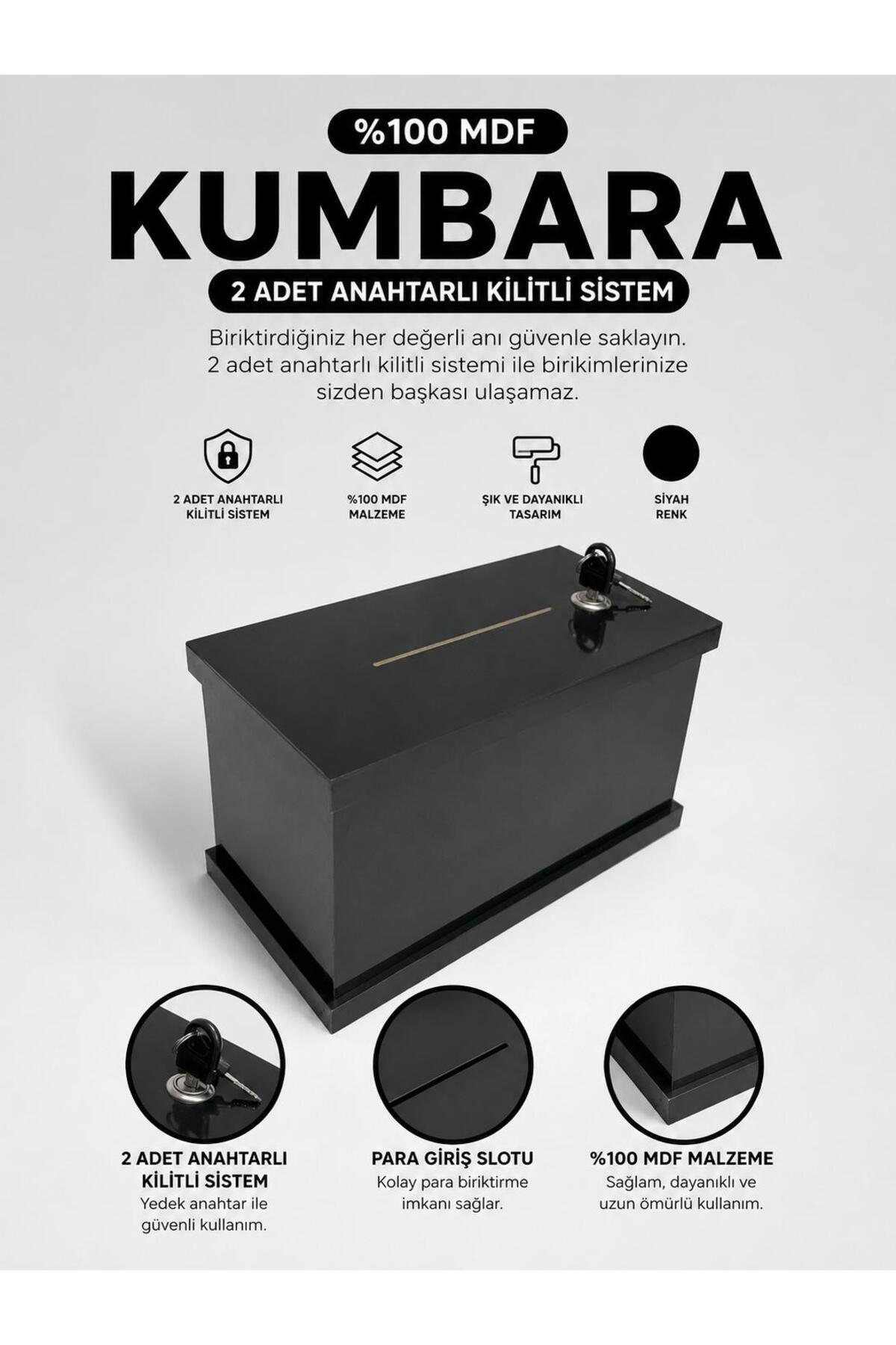 BOZKURT CNC Kumbara Kilitli 2 Adet Anahtarlı %100 MDF Kıymetli