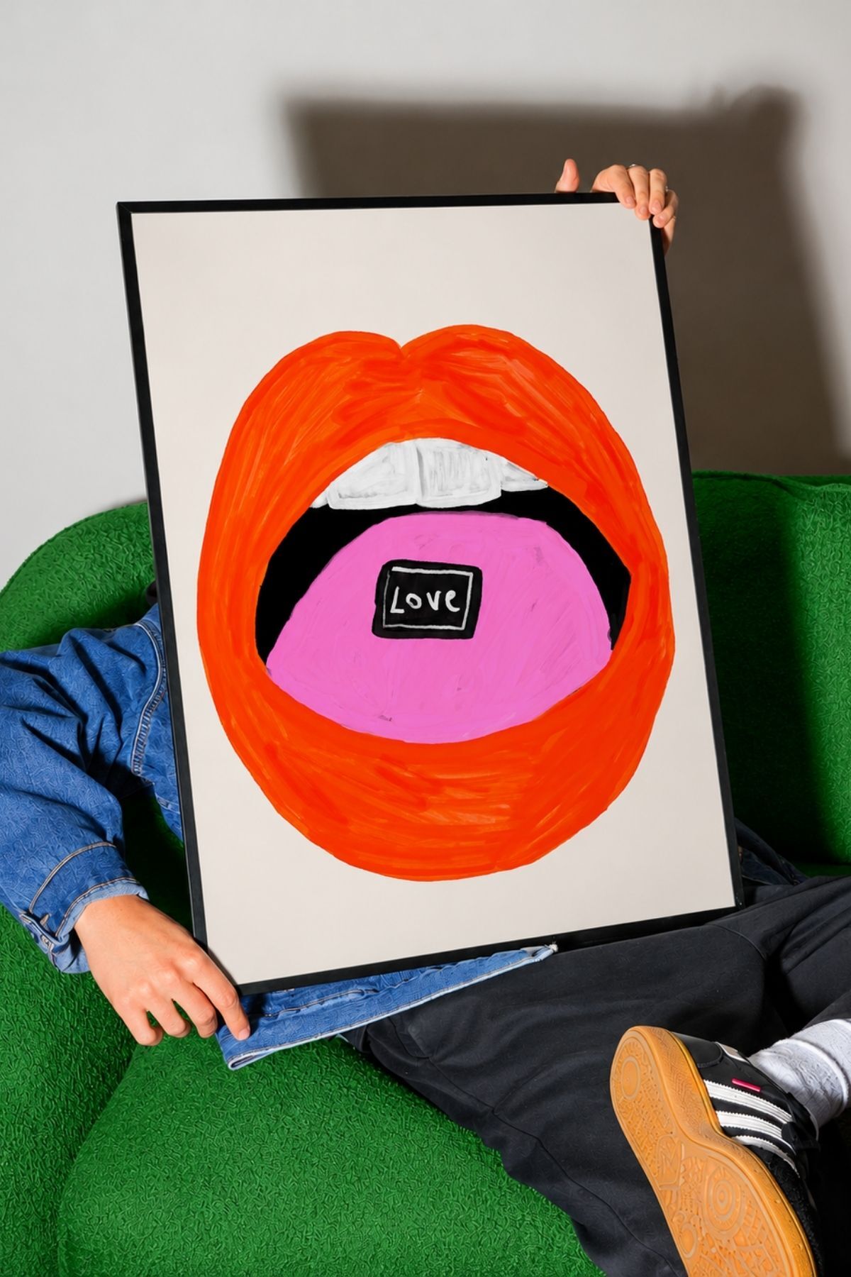 Dudak ve Aşk Temalı Poster, Pop Art İllüstrasyon Çerçevesiz