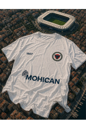 vova Unisex %100 Pamuk Boğa Logolu 1907 Mohikan Taraftar Tasarım T-Shirt