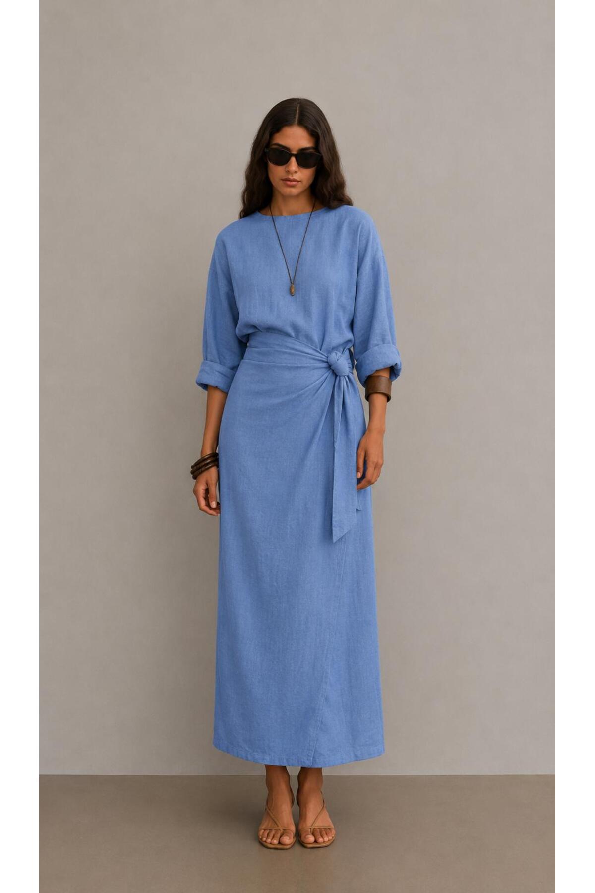 Side Tie Bottom Top Linen Set