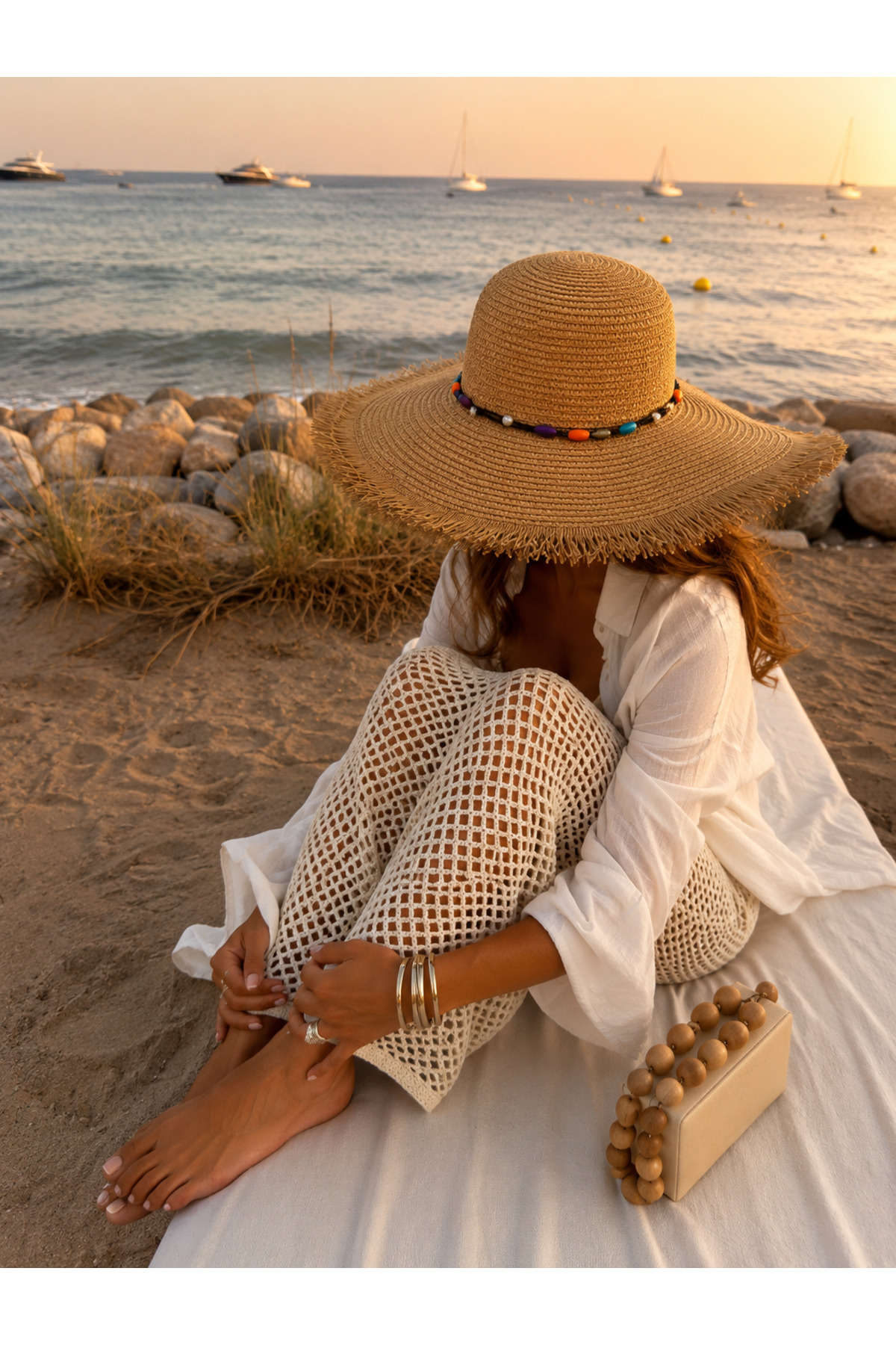 AGAPI Women's Summer Hat Wide Brim Straw Beach Hat Uv Protection Foldable Sun Hat Beige
