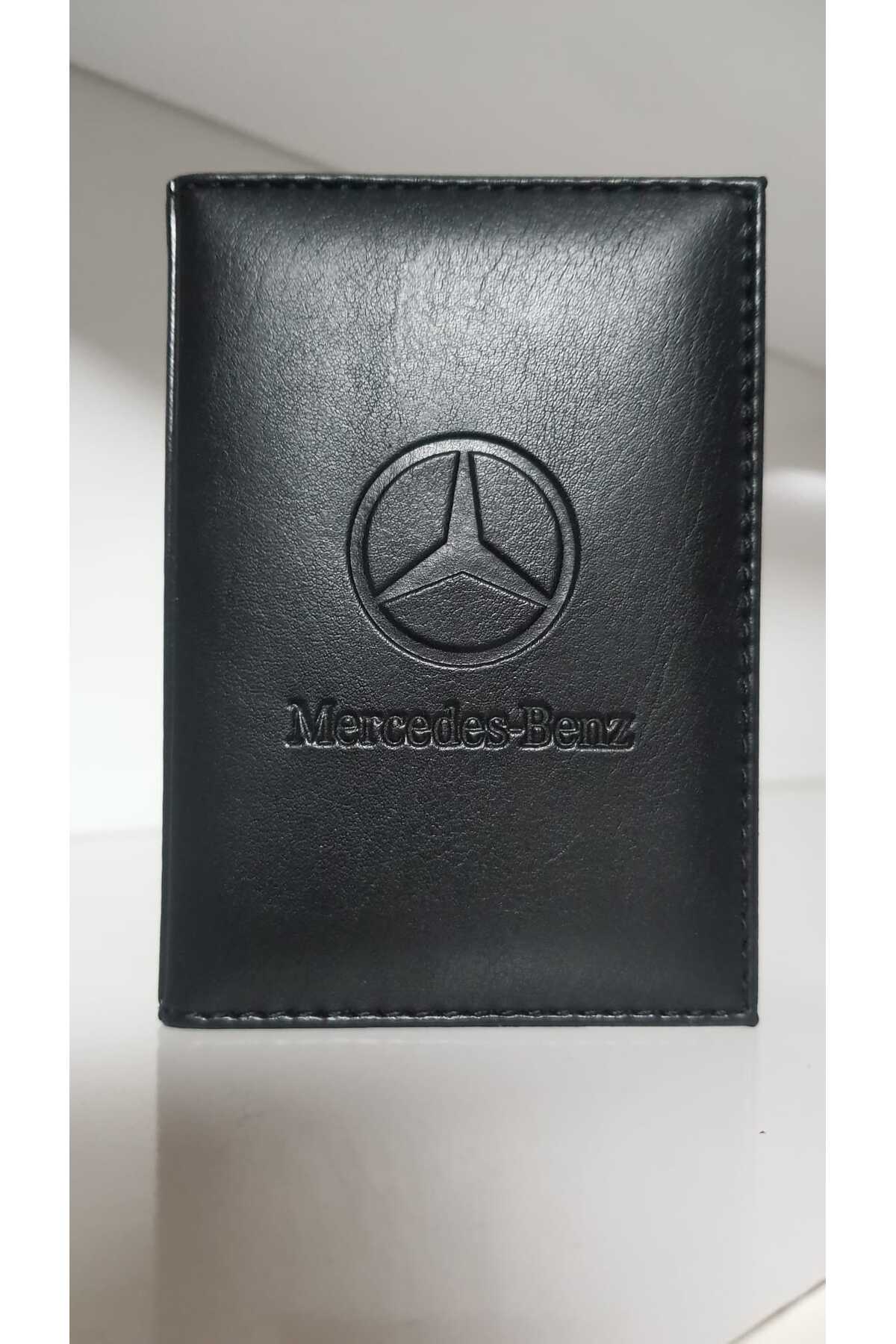 shop Mercedes Logo Baskılı Deri Ruhsat Kılıfı görsel 2