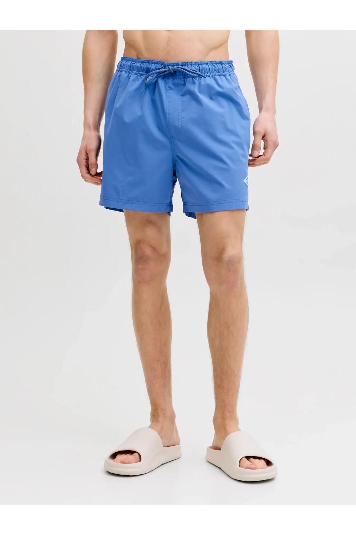 شلوارک شنا مردانه Jpstmaui مدل Tropical Solid Blue کد 12291385 جک اند جونز شورت مایو Jack & Jones