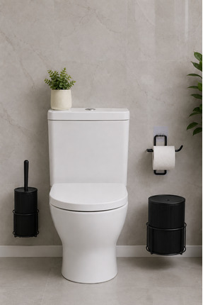 metalshop 3 Parça Banyo Seti Metal Stantlı Çöp Kovalı Wc Kağıtlık Ve Tuvalet ...