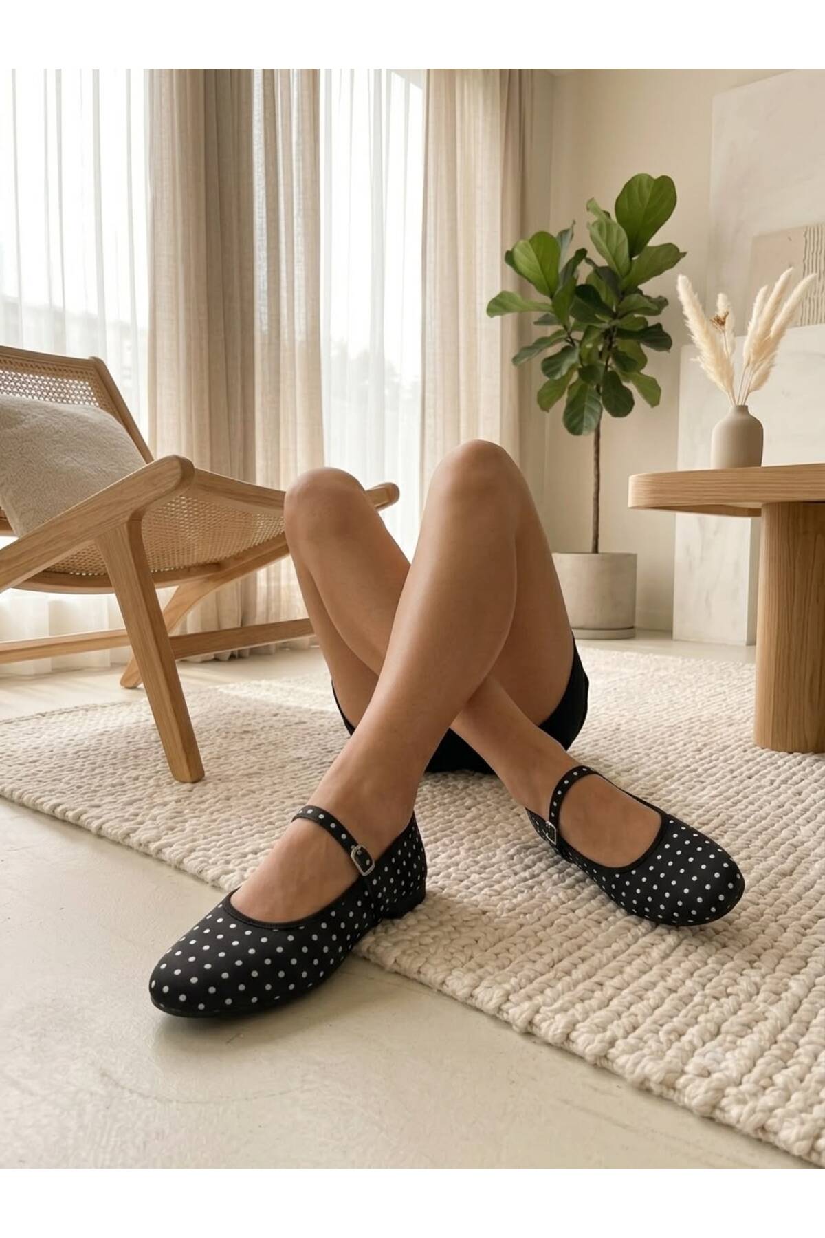 İncimoda Kadın Puantiyeli Mary Jane Babet - Konforlu Flex Tabanlı Tokalı Ayakkab görsel 3