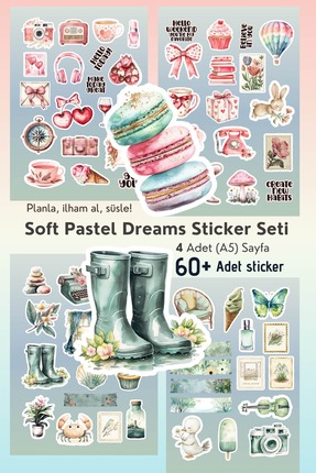 Mişomi Atölye Soft Pastel Dreams Sticker Seti – 60+ Sticker | Günlük, Ajanda ...