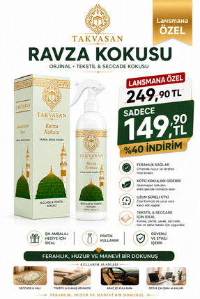 Takvasan Medine Ravza Kokusu 400 ml Alkolsüz Oda ve Ortam Kokusu Hediyelik