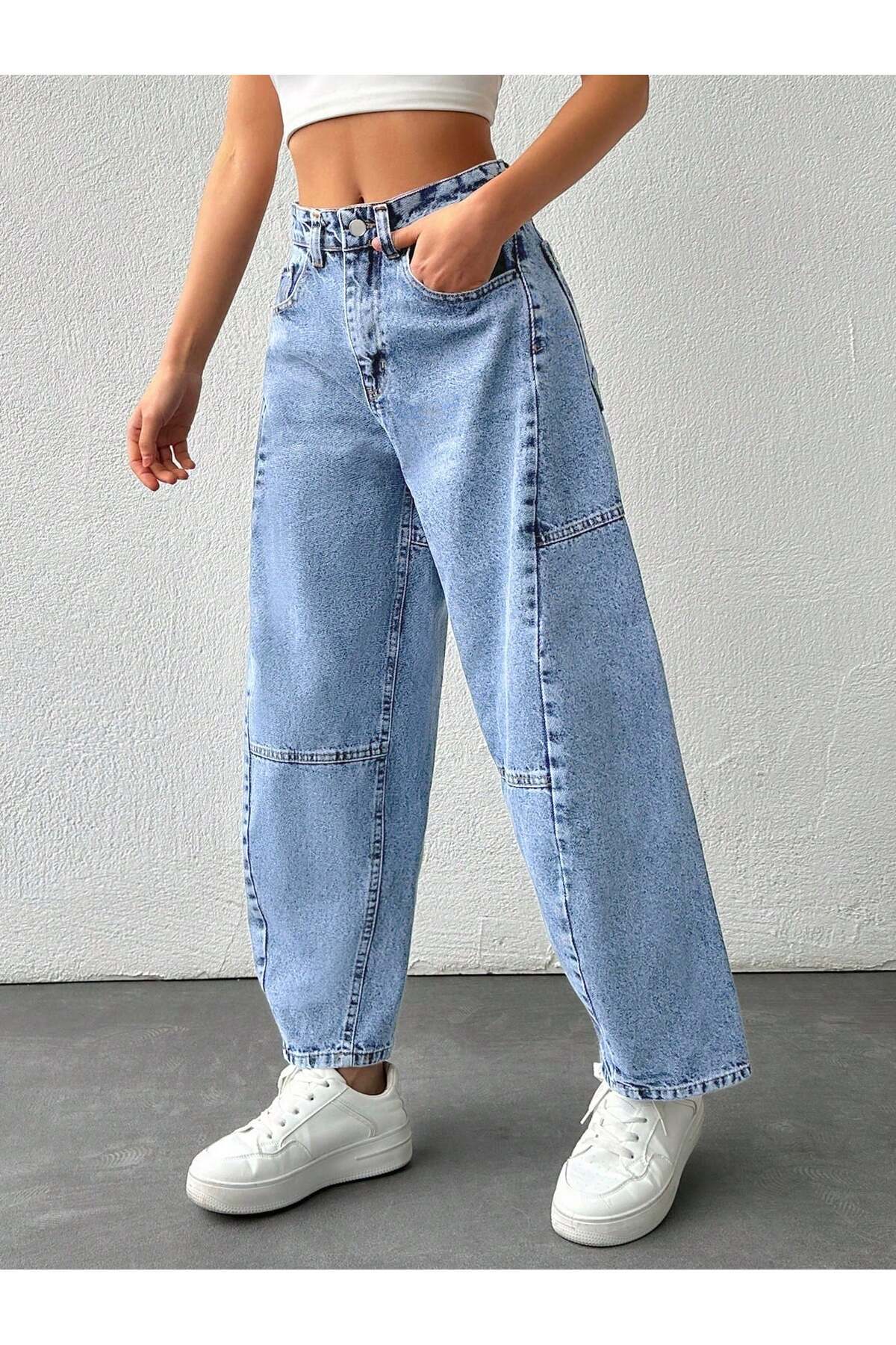 Polo State Kadın Yüksek Bel Balloon Fit Açık Mavi Denim Jean Pantolon görsel 3