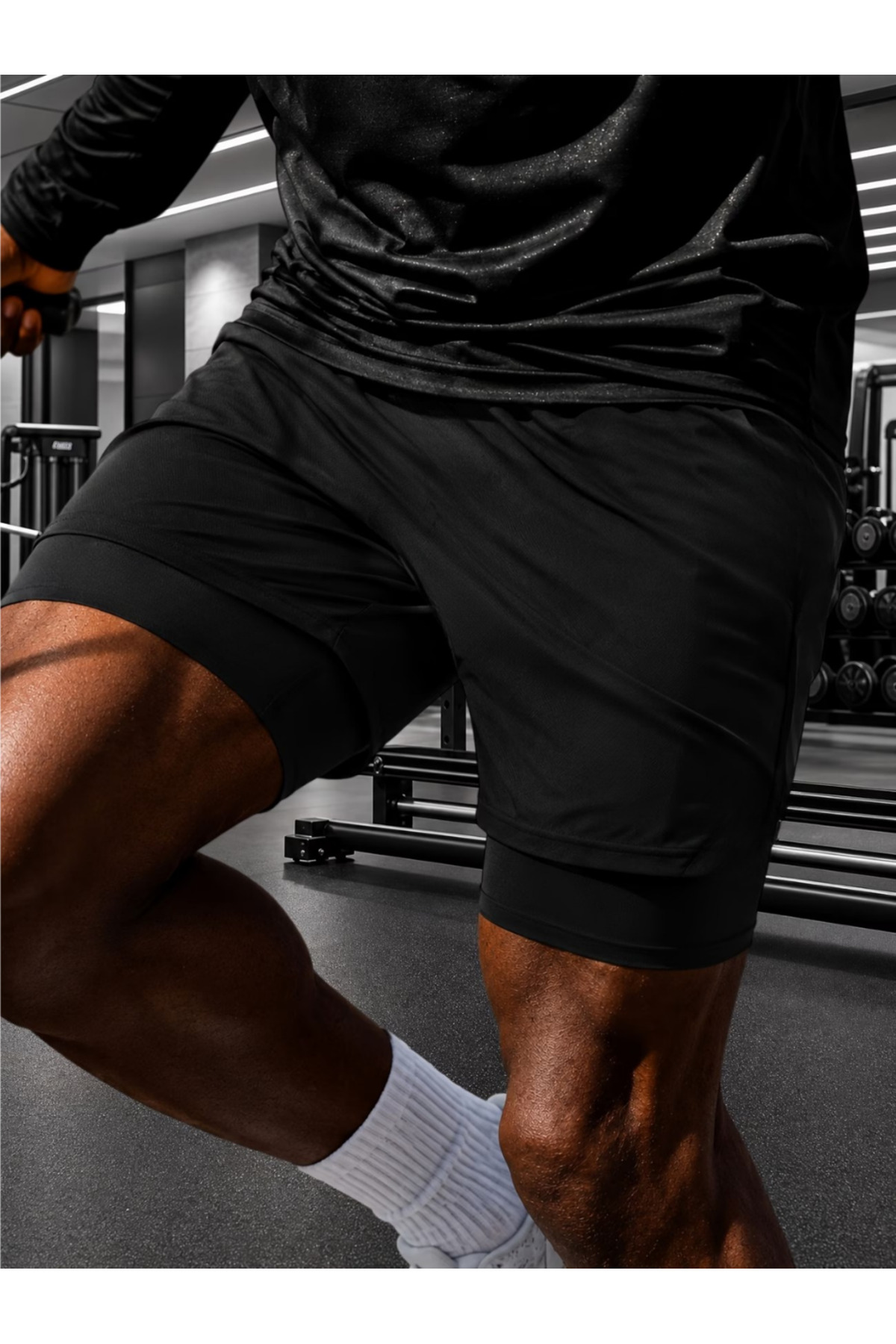 RUTBİL SPORTS 2'Lİ KISA TAYTLI ŞORT & SIFIR KOL COMPRESSİON BODY SET- FUTBOL-GYM-KOŞU EGZERSİZ SET 2'Lİ KISA görsel 6