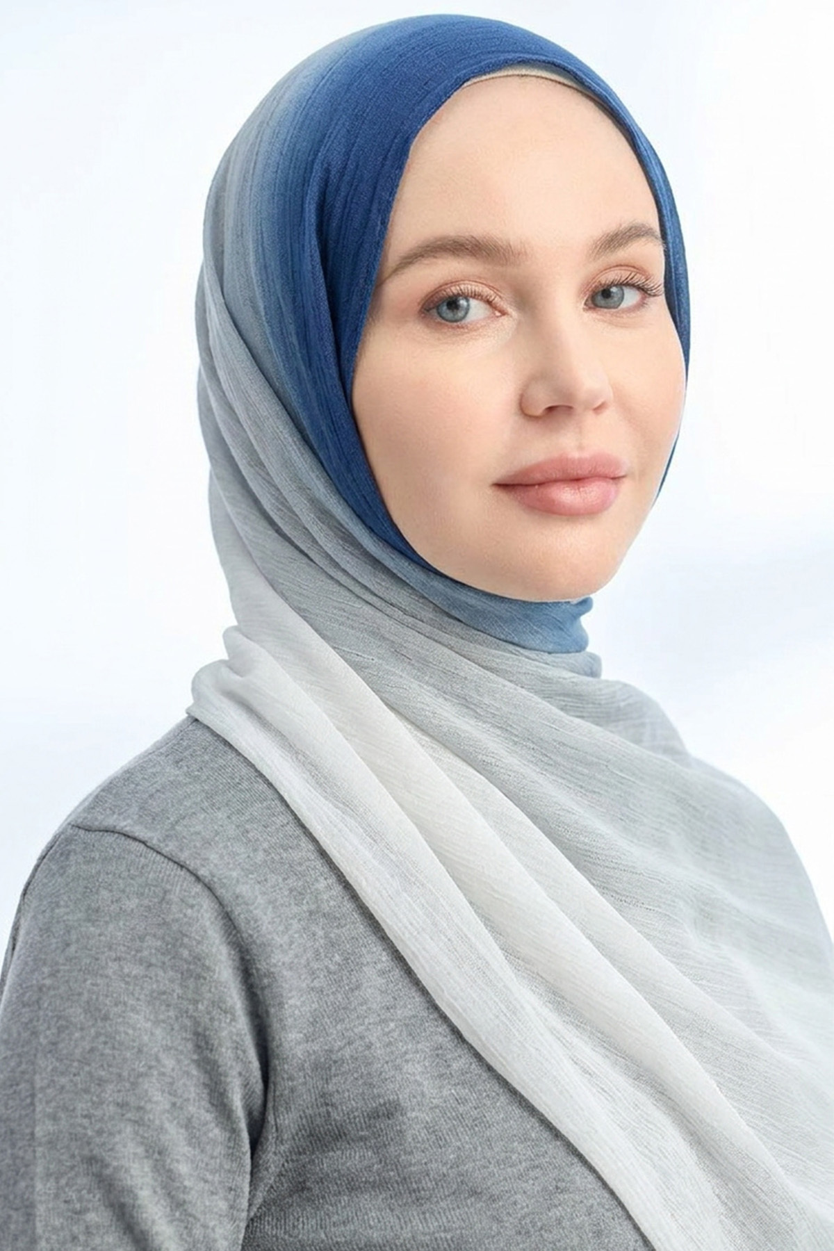 PURE COMFORT VISCOSE SHAWL - NAVY-ECRU
