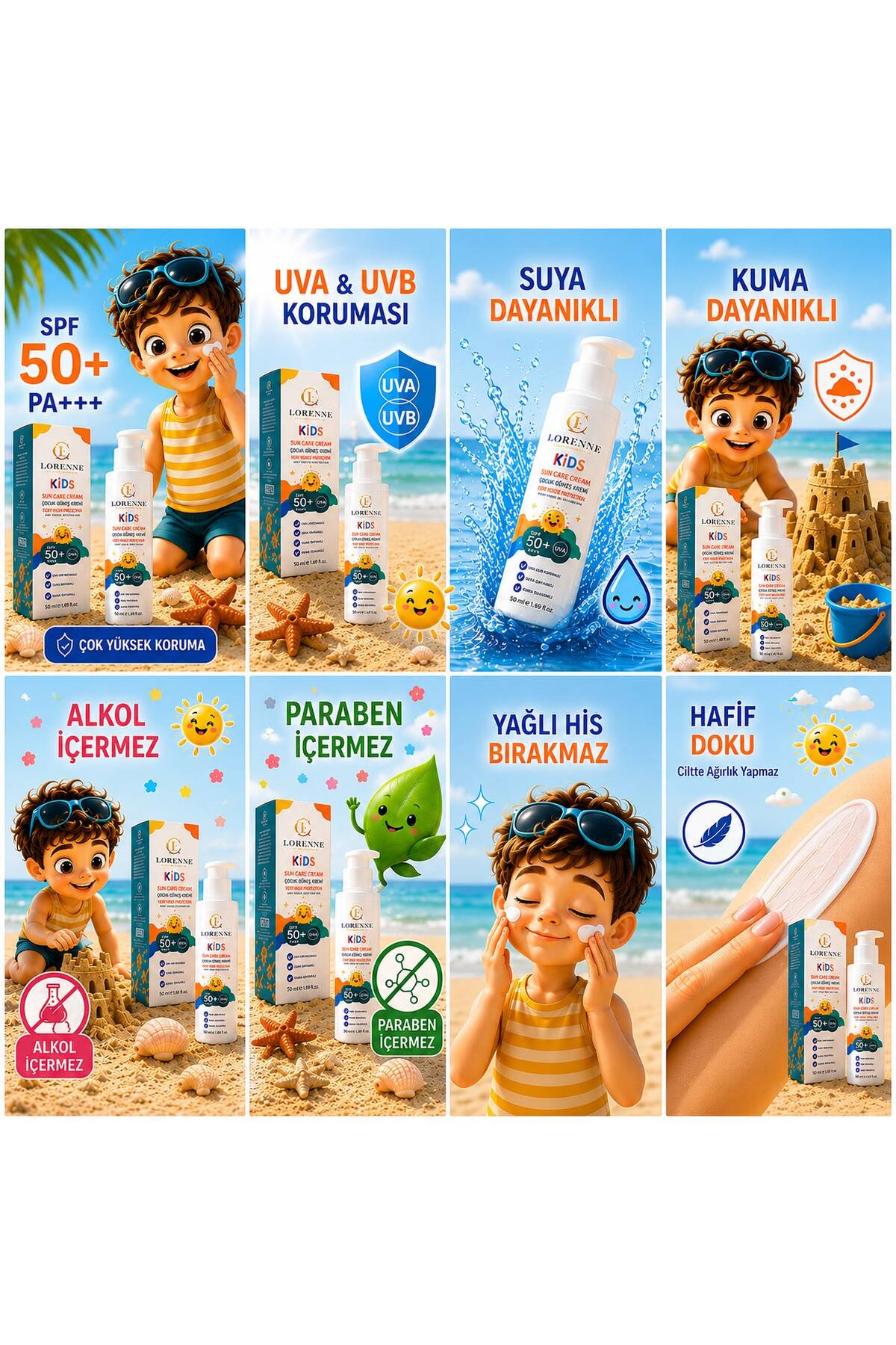 Çok Yüksek Korumalı Suya Dayanıklı SPF 50+ UVA UVB Çocuk Güneş Kremi 50 ml — lorenne2 — تصویر 2 از 2