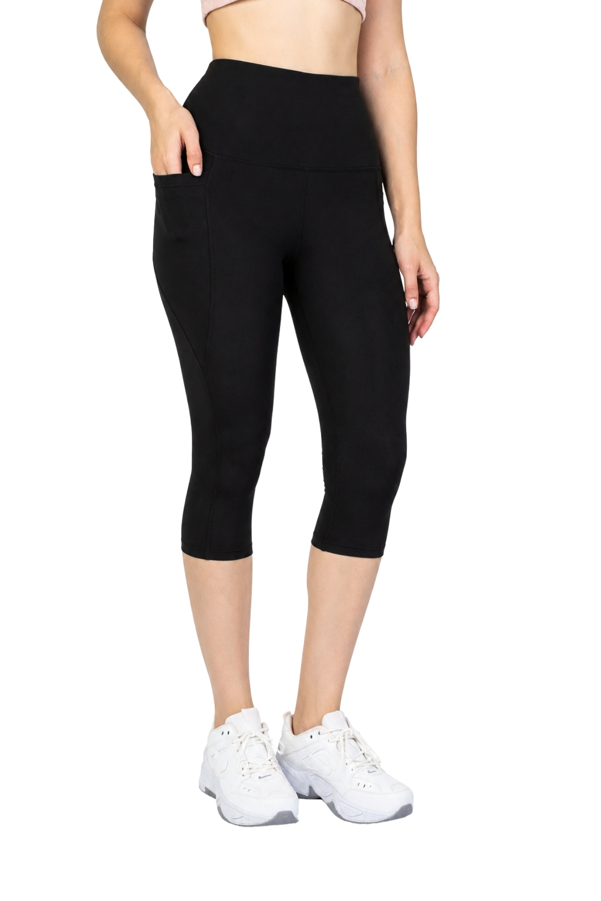The Step Sports Nova Siyah Cepli Kapri Toparlayıcı Yüksek Bel Spor Tayt görsel 4