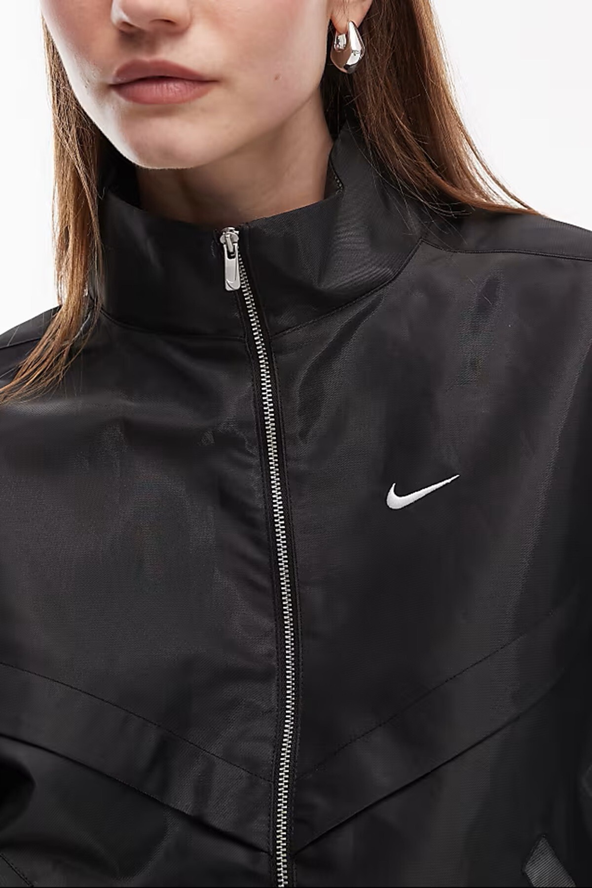 Nike Sportswear Windrunner Womens Shine Oversized Jacket Bol Kesim Kadın Günlük Ceket Siyah görsel 3