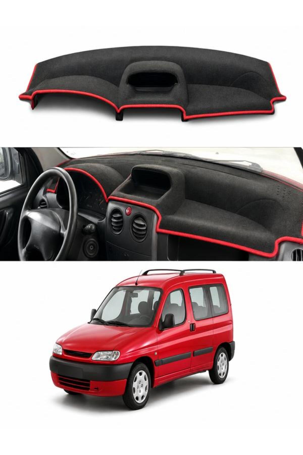 e-biz Peugeot Partner (1996-2008) Uyumlu Torpido Koruma Örtüsü Oto Kılıfı Siyah - Kırmızı