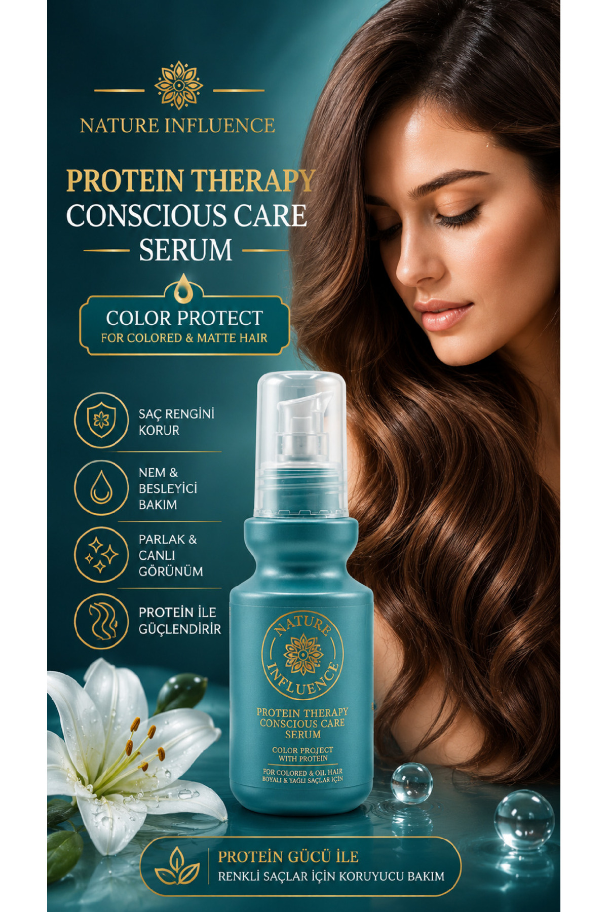 PROTEİN TERAPİLİ BESLEYİCİ SAÇ SERUMU 100ML — NATURE28 — تصویر 2 از 5