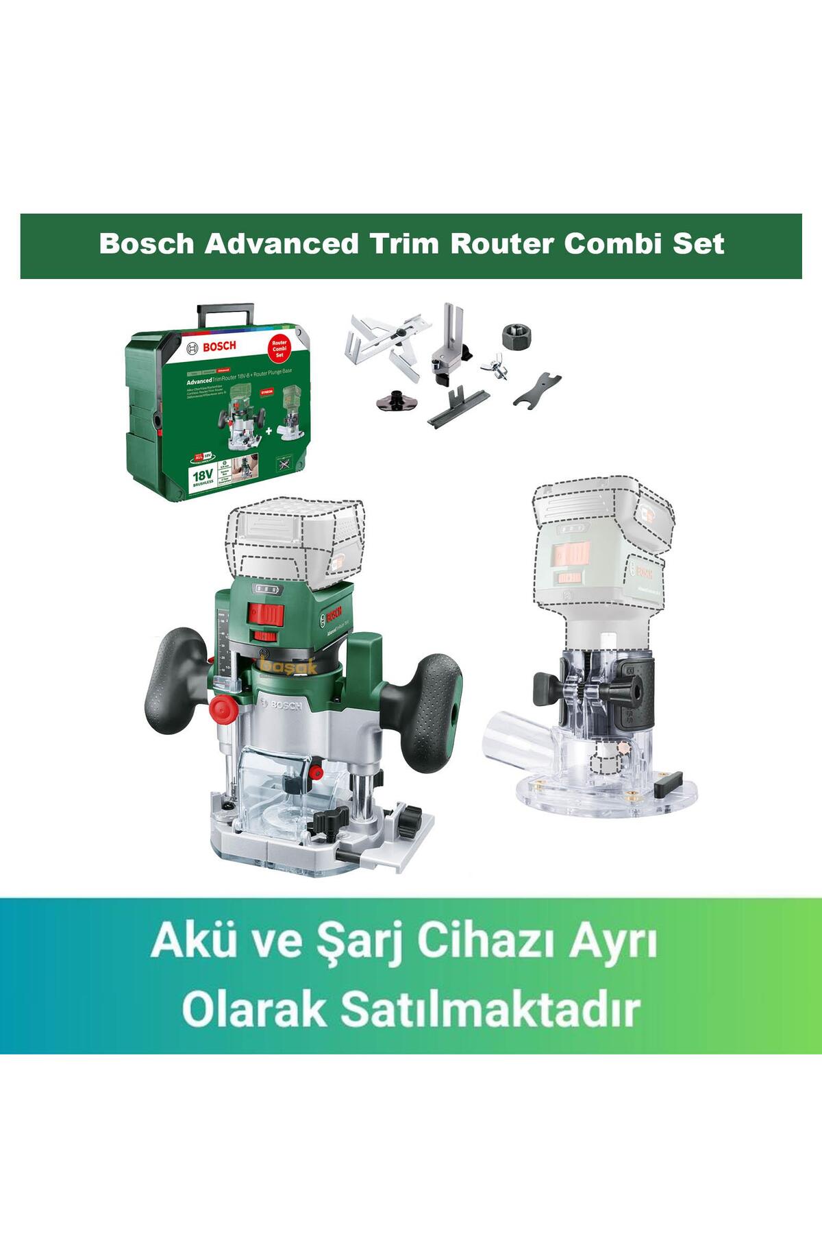 Bosch AdvancedTrimRouter 18V-8 Combi Akülü Freze Makinası Seti