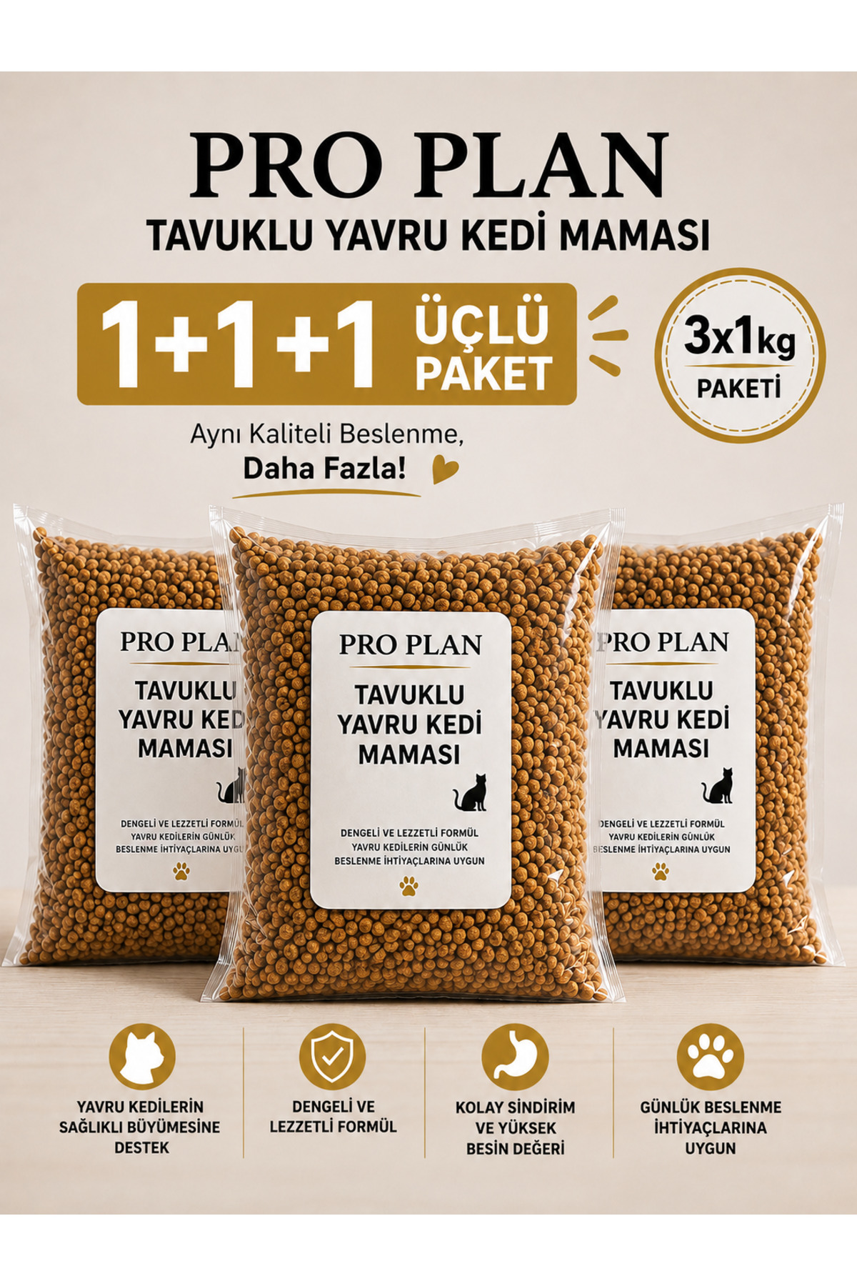 Pro Plan Tavuklu Yavru Kedi Maması 3 Kg