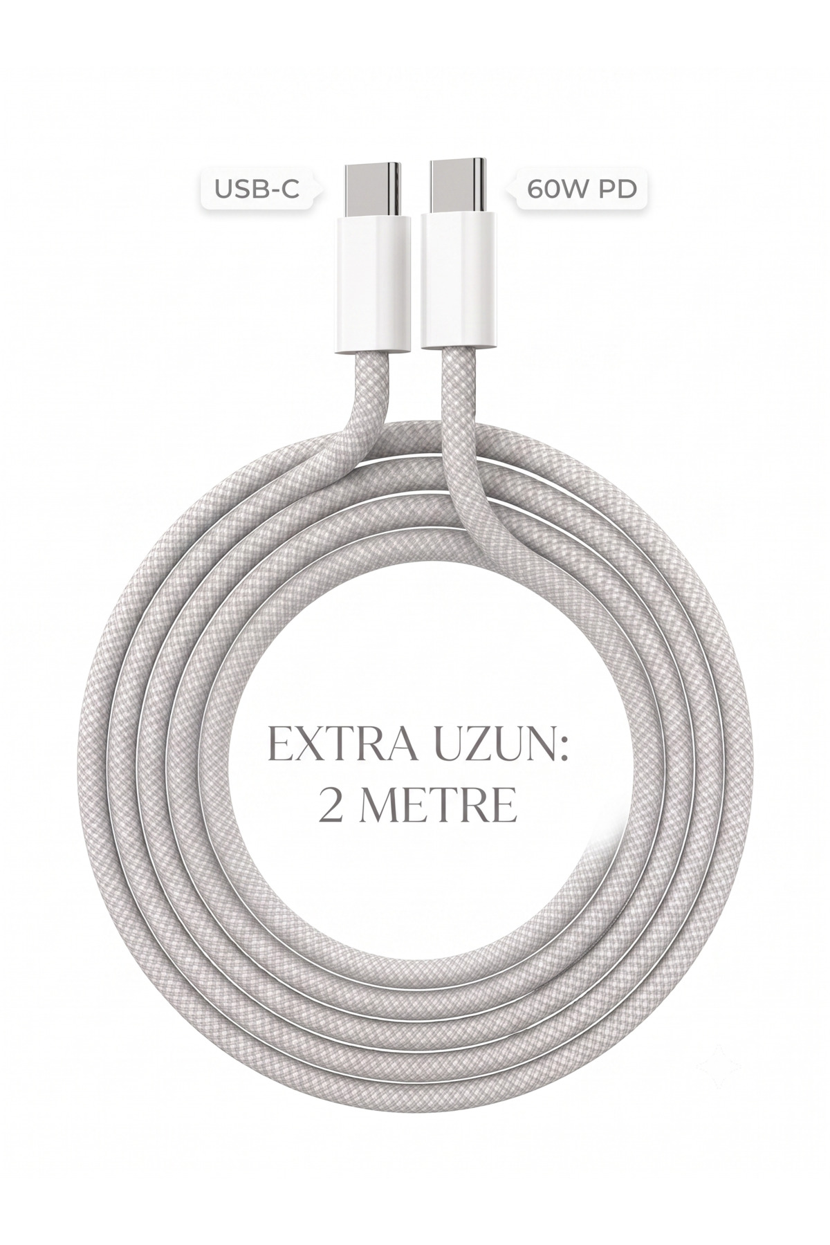 iPad/iPhone 15/16 Plus/17E/17 Air/17 Pro Max/18 Duo Uyumlu 60w 2 Metre Hızlı Şarj Kablosu Örgü Usb-C Type-C