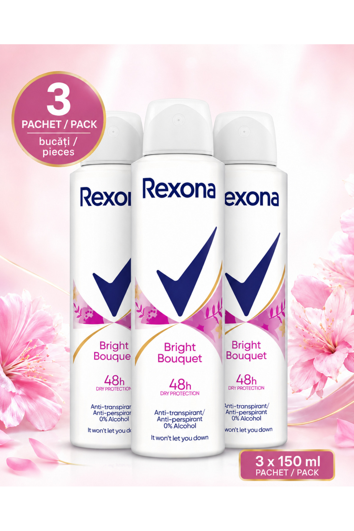 Rexona Set 3 x Spray Deodorant Bright Bouquet 150 ml