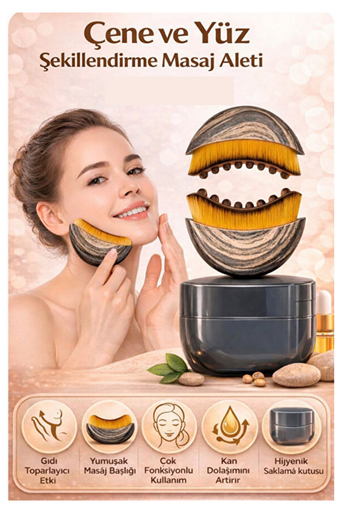 PREMIUM Lenf Drenajı Gıdı Ve Çene Şekillendirici Çok Fonksiyonlu Yumuşak Yüz Fırçası — قهوه‌ای 7JRDIJDR — تصویر 6 از 9