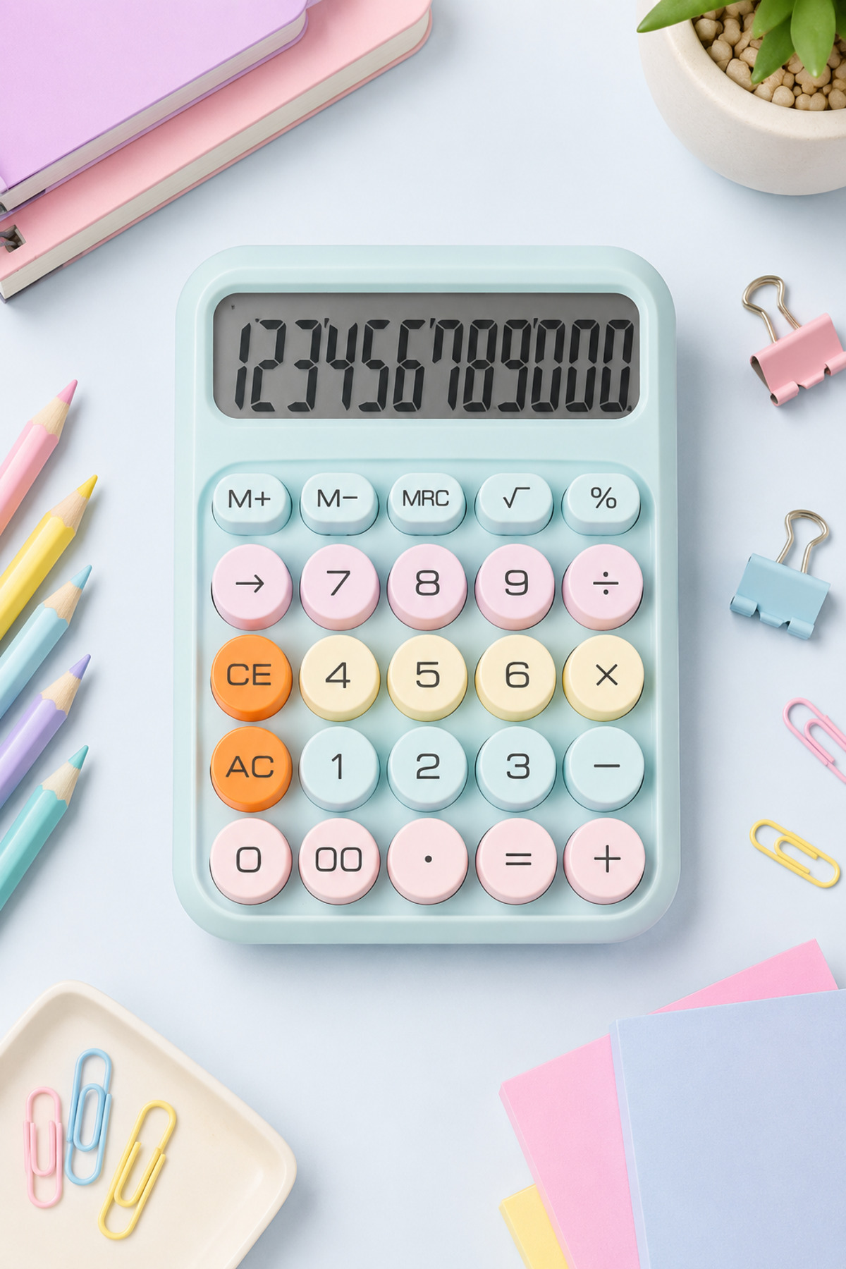Pastel Bot caps Mekanik Tuşlu Hesap Makinesi - Pastel Mavi - Fiyatı