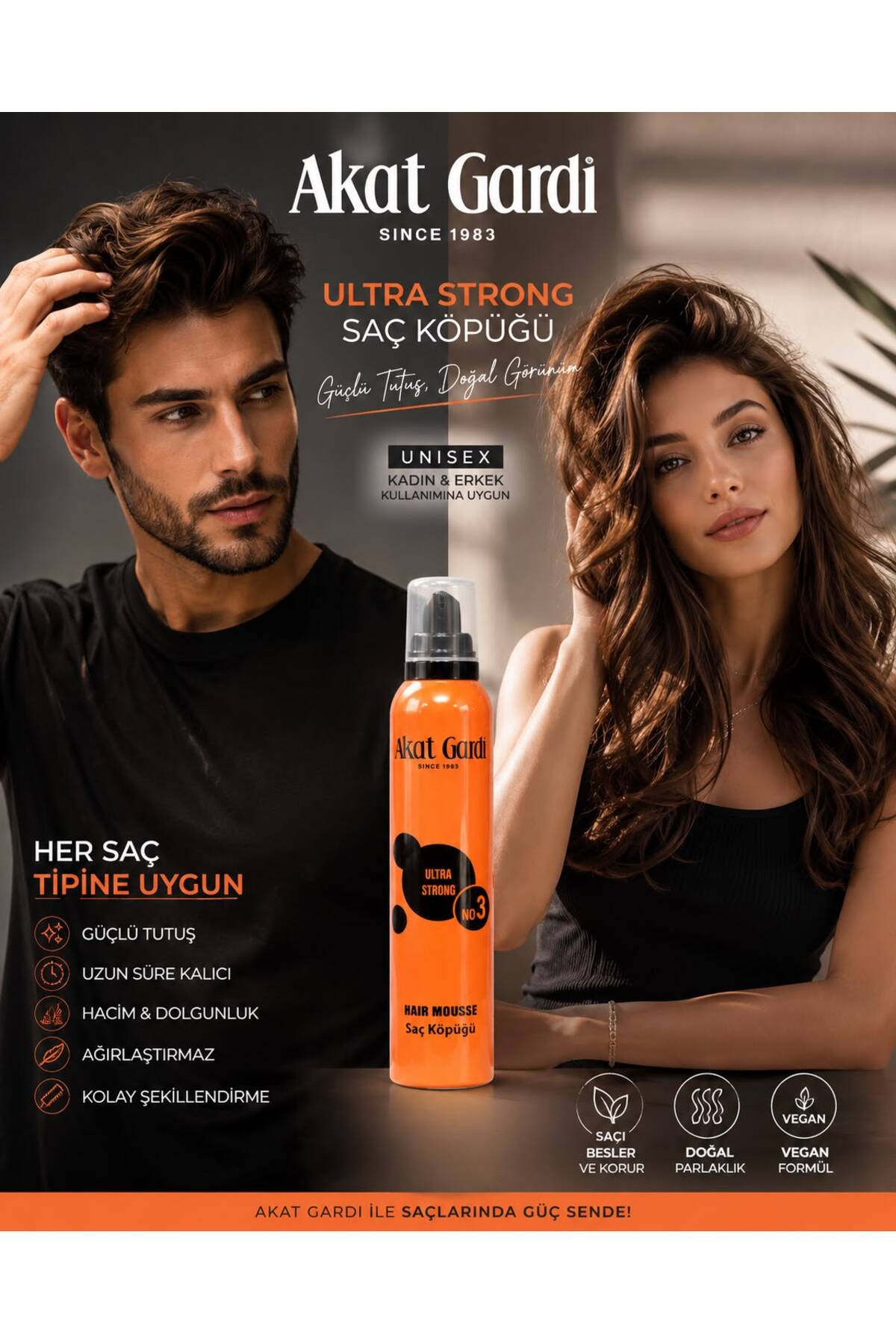 Akat Gardi Ultra Strong No:3 Hair Mousse (Saç Köpüğü) — UHERTE1 — تصویر 2 از 4
