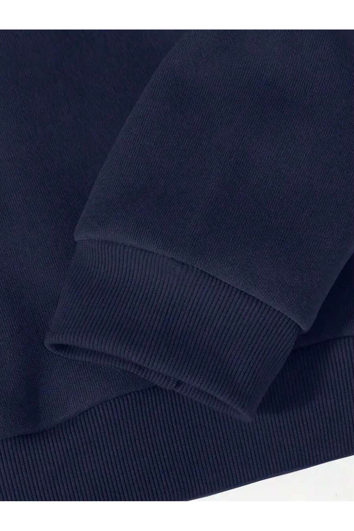 MOONBULL Kadın Sırtı Kanat Taş Baskılı 3 İplik Şardonlu Kumaş Kapüşonlu Oversize Sweatshirt görsel 3