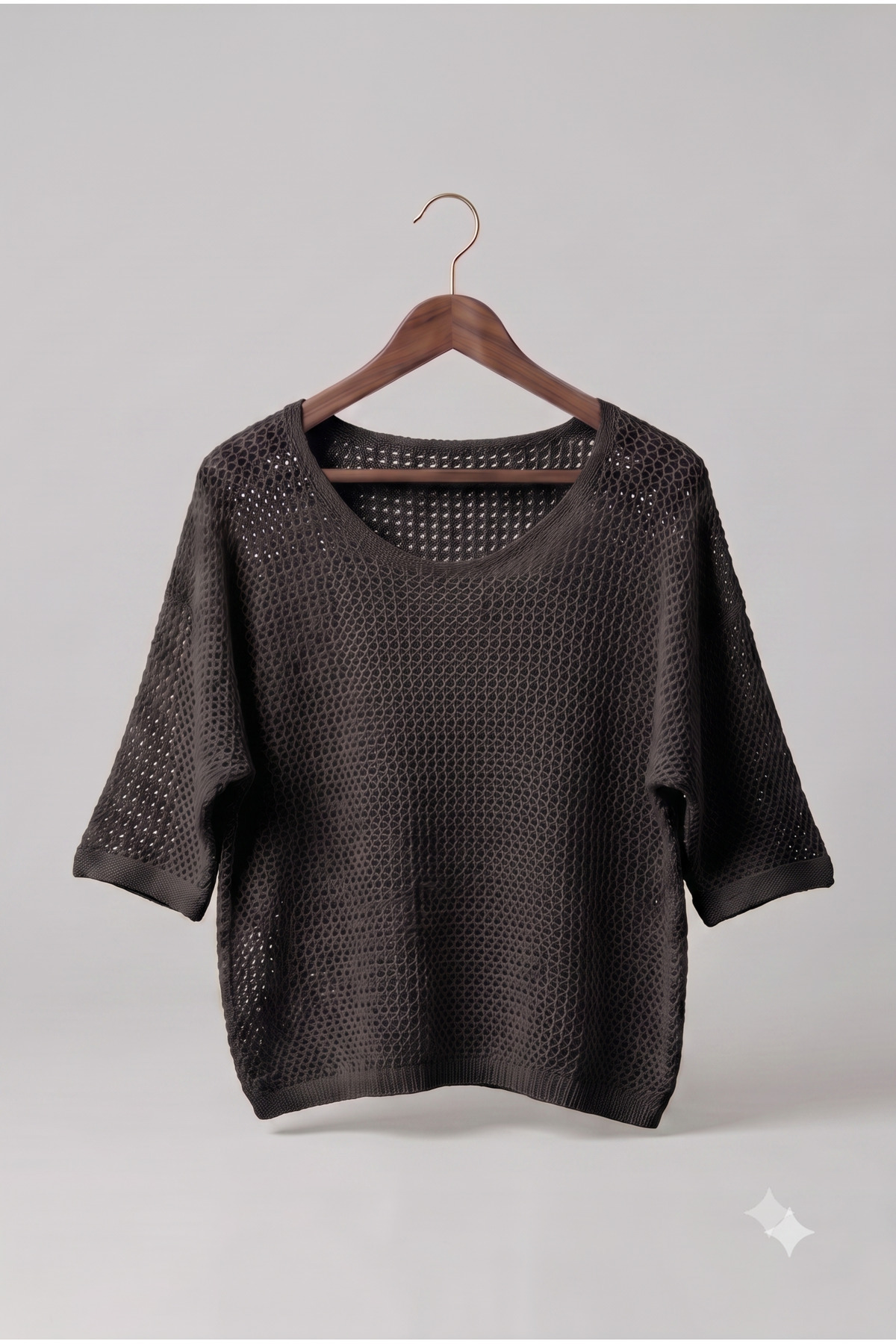 Lunleni Women's Openwork Casual Blouse Bat Sleeve Blouse