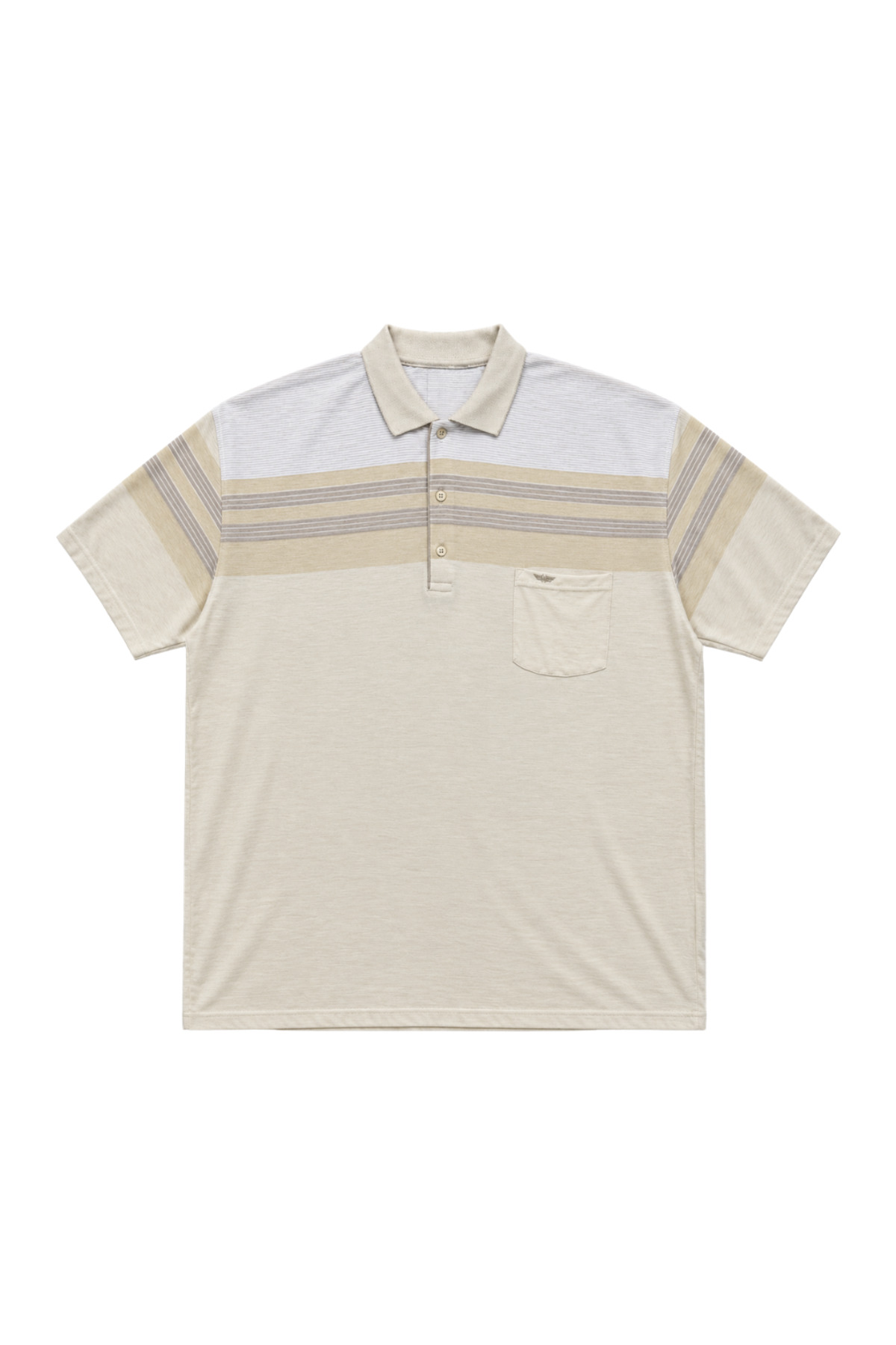 BattalModa Erkek Büyük Beden Melanj Bej Polo Yaka Kısa Kollu Sandline Tişört 5XL-6XL-7XL-8XL görsel 4