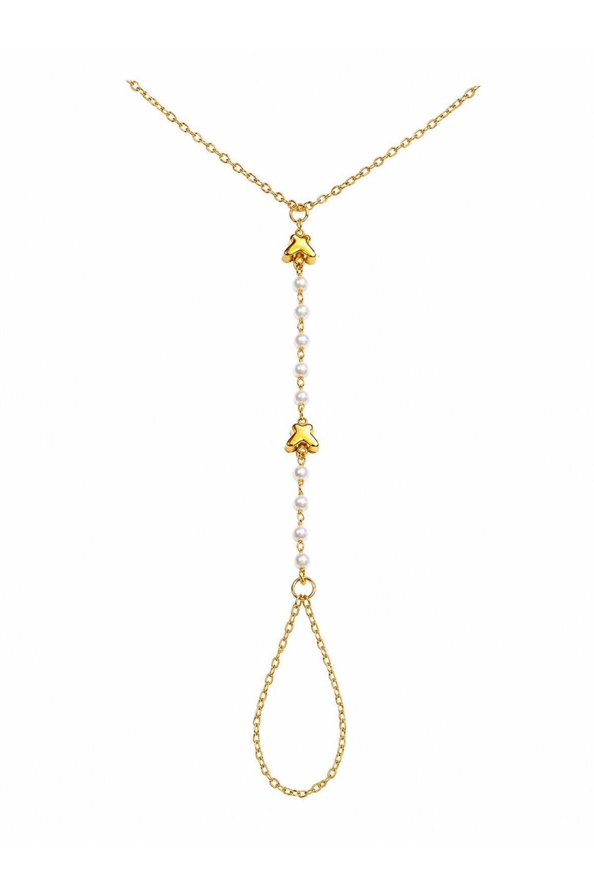 X-Lady Accessories Altın Renk Kelebek Sıralı İnci Çelik Şahmeran - 3904 görsel 2