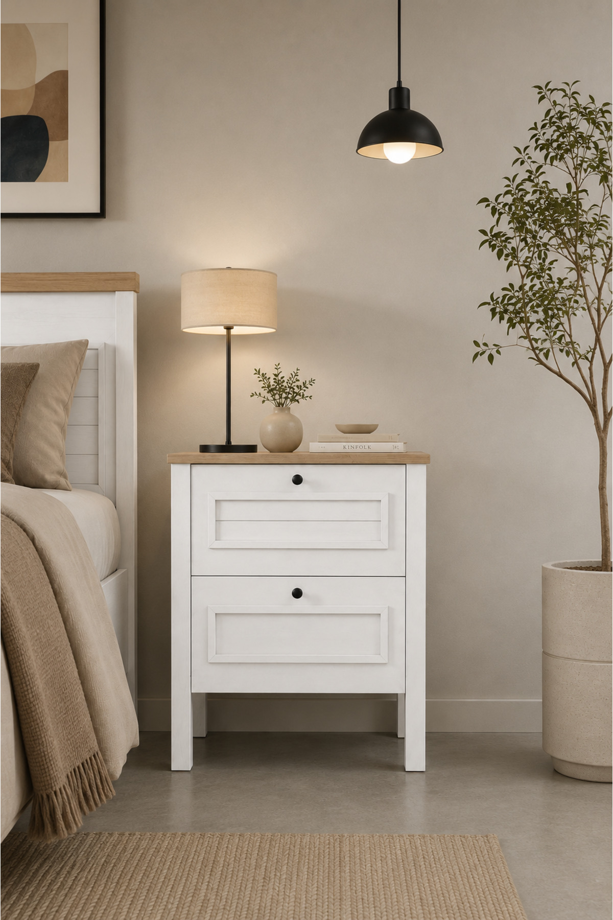 Taiga 2 Drawer Nightstand H:60 D:41 G:52 / White