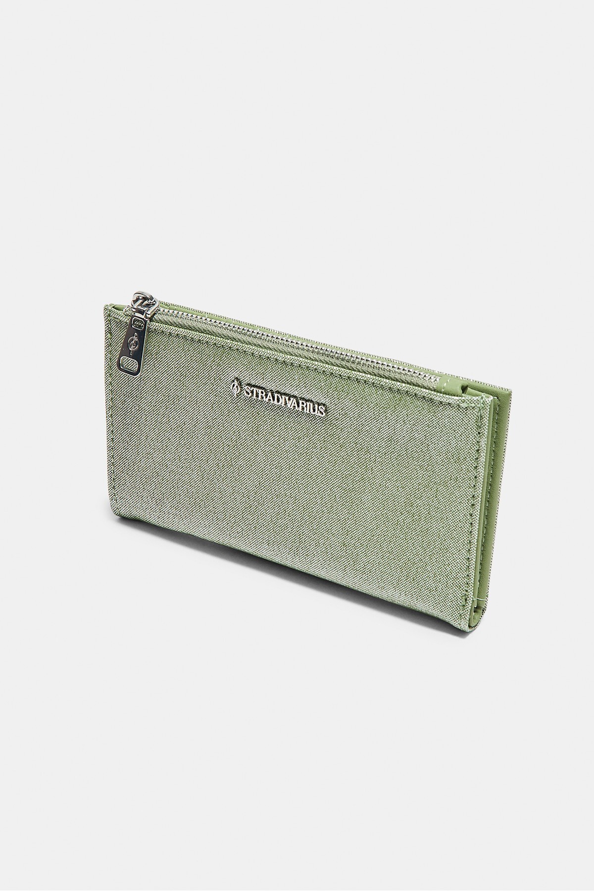 Stradivarius Basic parlak fermuarlı cüzdan görsel 3