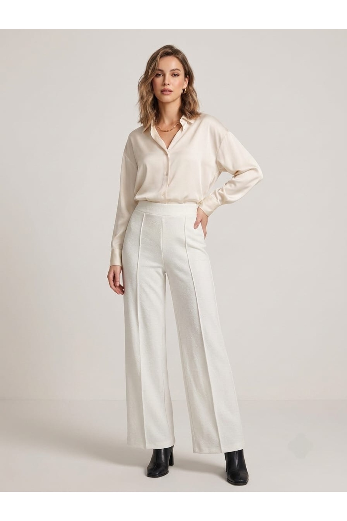modayaselam High Waist Recovery Flare Leg Palazzo Trousers