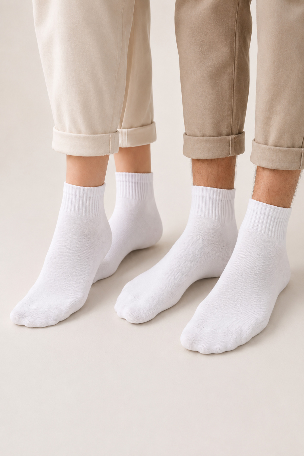 DEMAS ÇORAP 6 Çift Beyaz Yarım Konç Kolej Çorabı Unisex Pamuklu Günlük Spor Çorap görsel 2