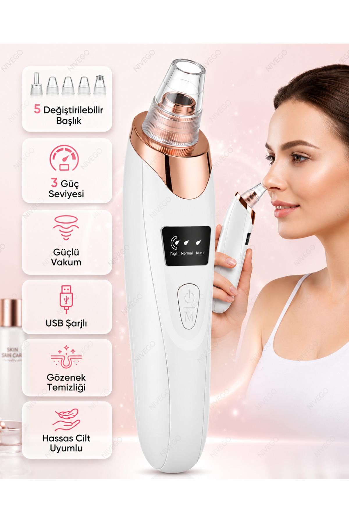 Nvg Şarjlı Derma Suction 40 Kpa Vakumlu Siyah Nokta Ve Yüz Temizleme Cihazı (ALETİ) — yüztemizlemealeti233141