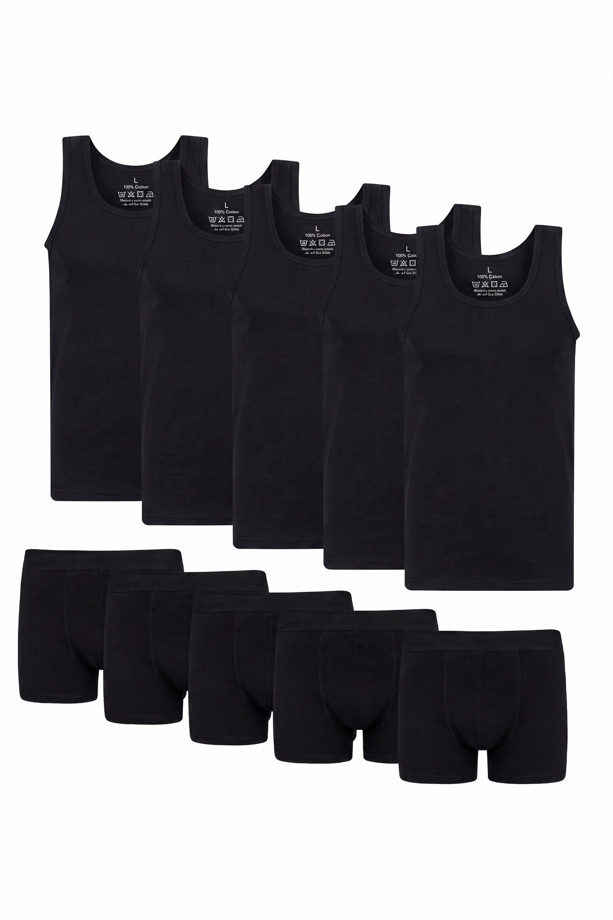 NACAR STORE Erkek 10 Lu Paket 5 Atlet 5 Boxer Esnek Kumaş Avantajlı Çamaşır Seti